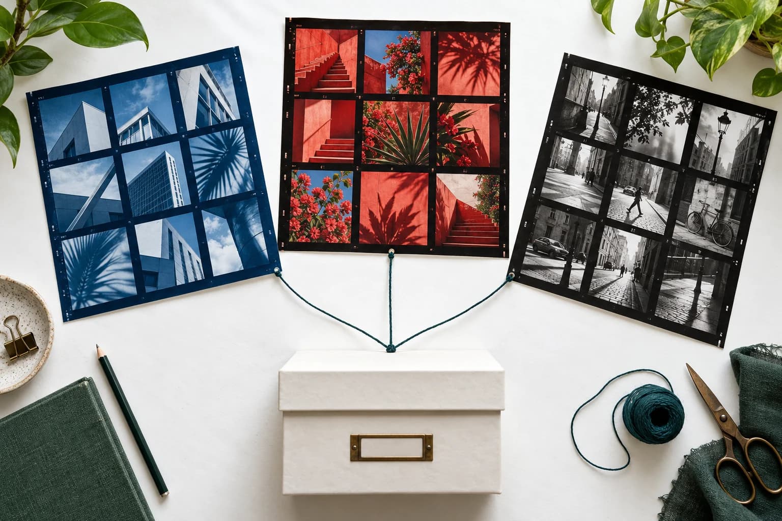 Three photographic collections connected to one archival box